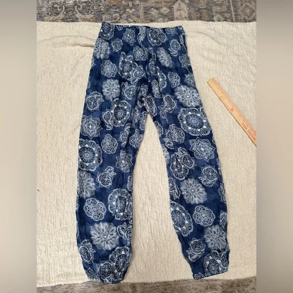 Lotus And Luna Hippie Boho Pants Size Large XL Blue Resort Cruise Vacation - Picture 7 of 7